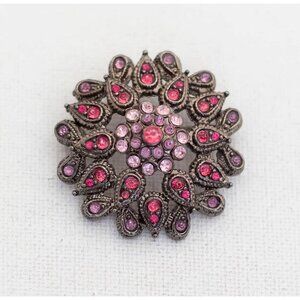 Vintage Art Nouveau Ruby Orchid Brooch - T13